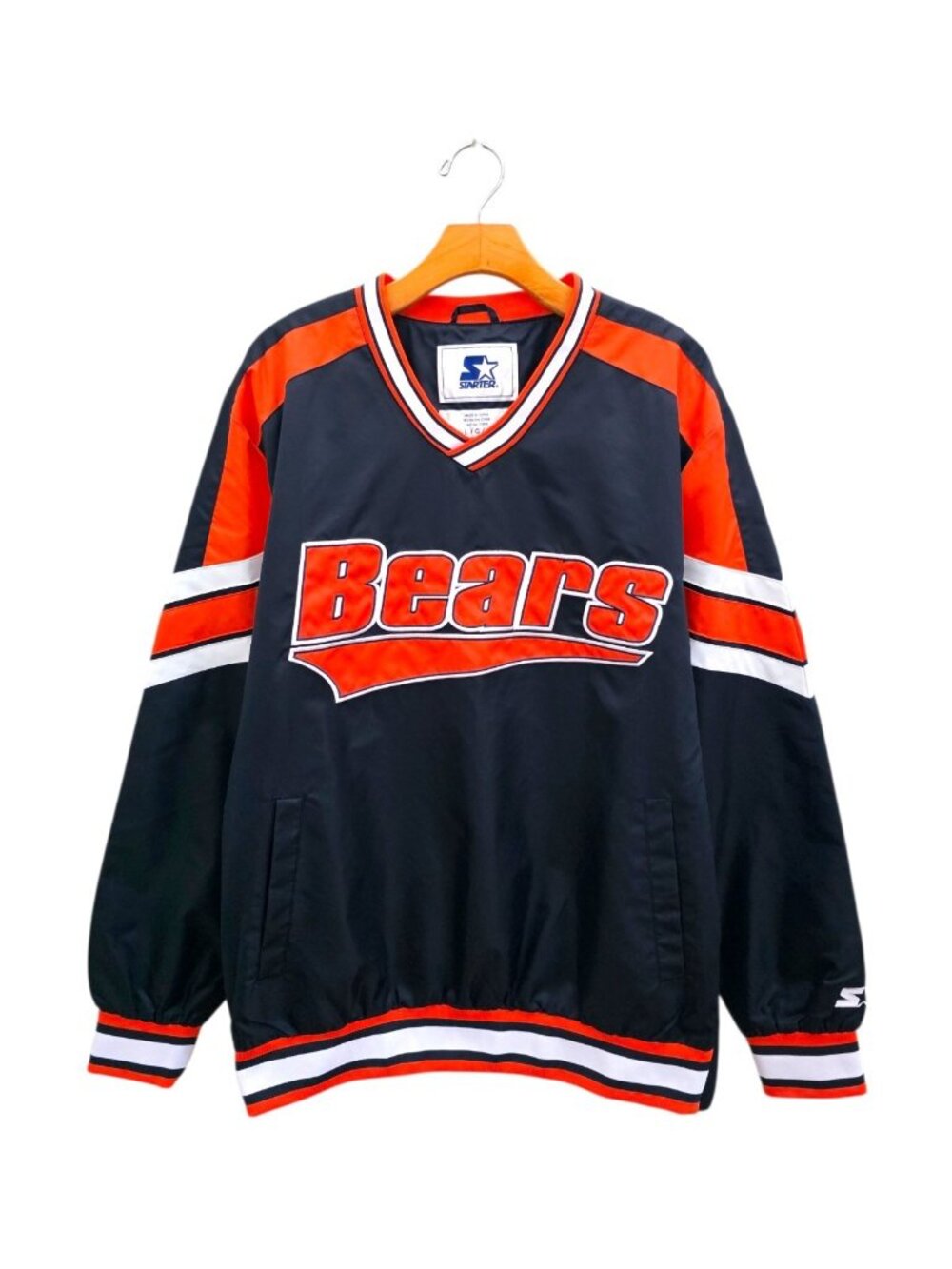Chicago Bears NFL Starter Jacket Embroidered Pullover Trainer Men's Sz L NEW